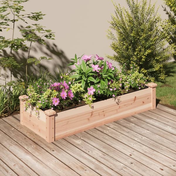 vidaXL Upphöjd rabatt med foder 120x45x25 cm gran