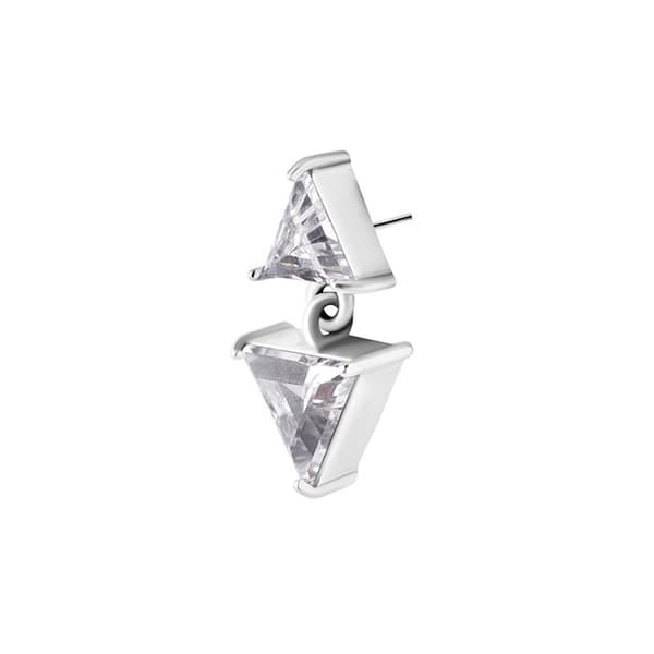 Insticksmutter - trianglar med vita zirkoner - CoCr NF - silver - PI-025