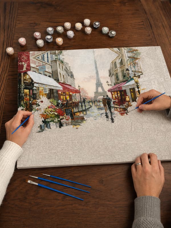 Maleri efter tal med ramme Billeder til maleri - Paris 50x40 cm