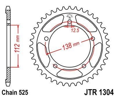 JT R1304-41 stål baghjul, 41T, størrelse 525