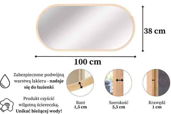 Badrumsspegel LEJA oval tall 100x38 stilren