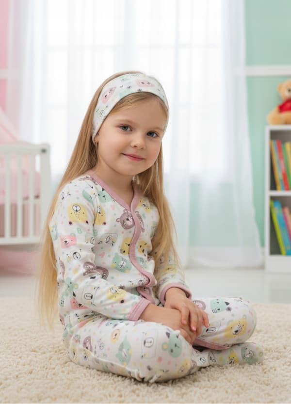 Hel lynlås-heldragt 110 pyjamas til piger bamser PINK