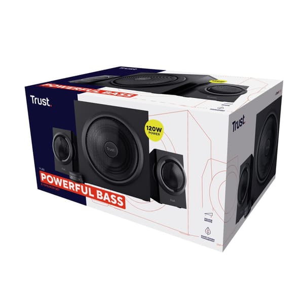 Trust Yuri 2.1 Højttalersæt, 120W, Sort, med Subwoofer