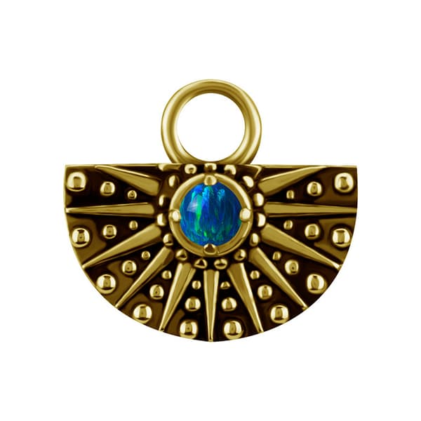 Berlocker - CoCr NF - genombrutna med grön opal - guld - D-088