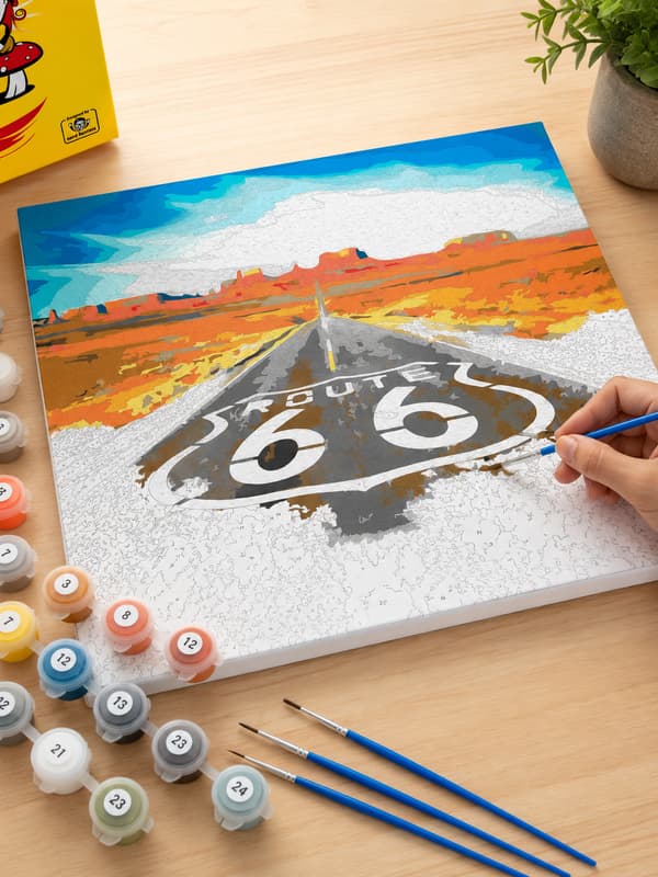 Maleri efter tal Med ramme Billeder til maleri Route 66 50x40 cm