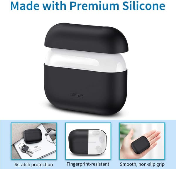 SILIKONEETUIS TIL APPLE AIRPODS PRO 2. GENERATION 2022 SORT MAT LET