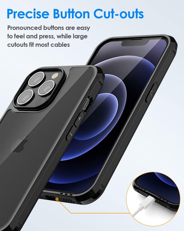 COVER TIL APPLE IPHONE 13 PRO SORT TRANSPARENT BAGSIDEN