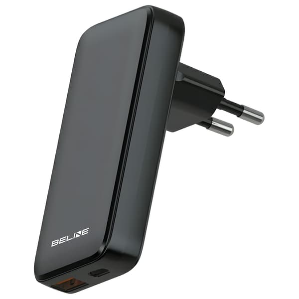 Beline Oplader 1x USB-C + 1x USB 65W sort (kun hoved) PD 3.0 + QC 3.0 BLN2CW65