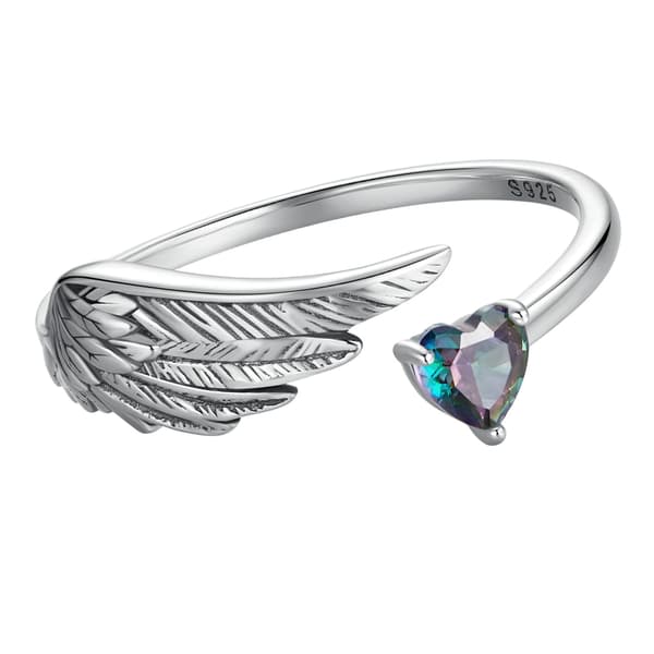 Sølv universal ring ANGEL WING og hjerte sølv 925