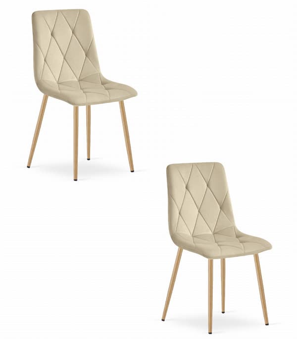 LIBRA stol - lys beige fløjl / træfarvede ben x 2