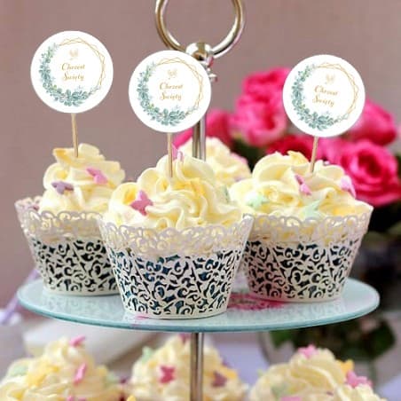 Toppers Pickers Kagedekoration Cupcakes Hellig dåb Dåb Boho 6 stk.