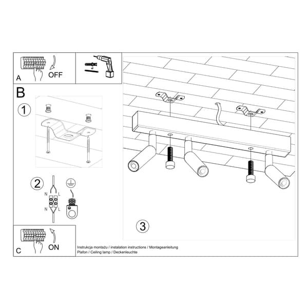 Loftlampe Eyetech 3 G9 Sort Sollux SL.0899