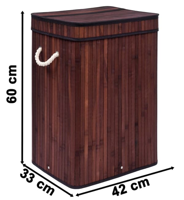 SOREN 80L tvättkorg i wenge bambu med lock