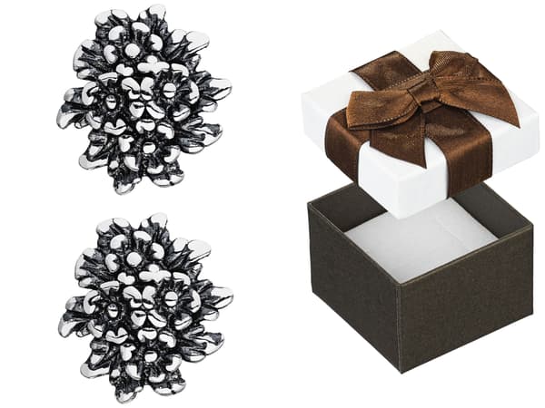 Store sølvblomsterøreringe til kvinder, oxiderede blomsterøreringe, sølv 925