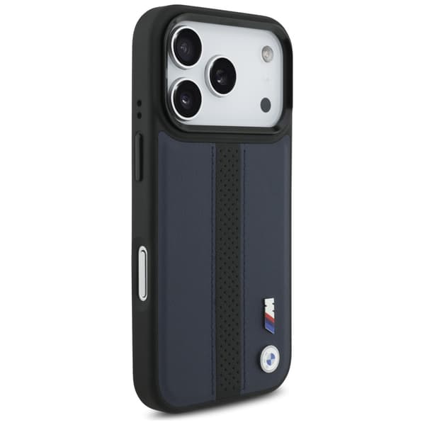 BMW M Perforeret Stribet Logo MagSafe-cover til iPhone 17 Pro Marineblå