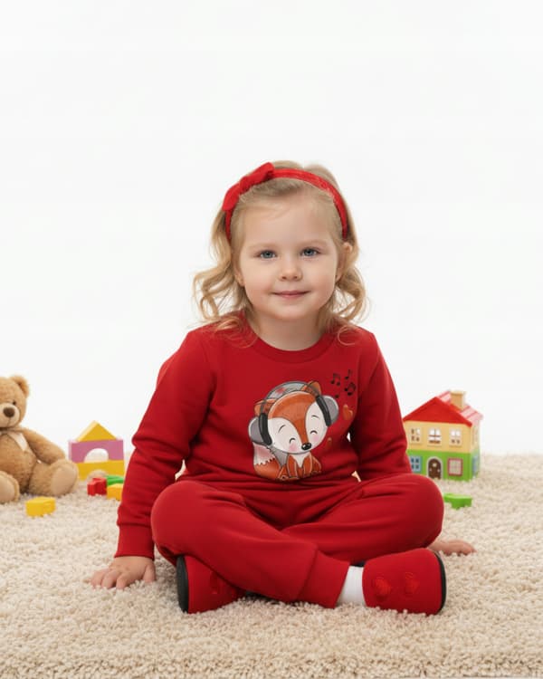BØRNEPYJAMAS 98 TIL PIGER 100% bomuld RED FOX