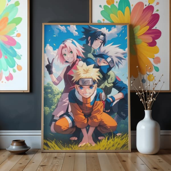 Naruto Team 50x70 cm målarbild efter nummer med ram