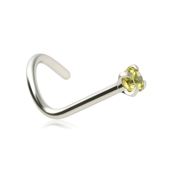 Näsring med grön zirkon - silver - NS-006 0.8/6.5/2