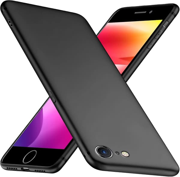 ETUI TIL APPLE IPHONE 7/8/SE 2020 SILIKONE SORT FLEKSIBEL A1660 A1863