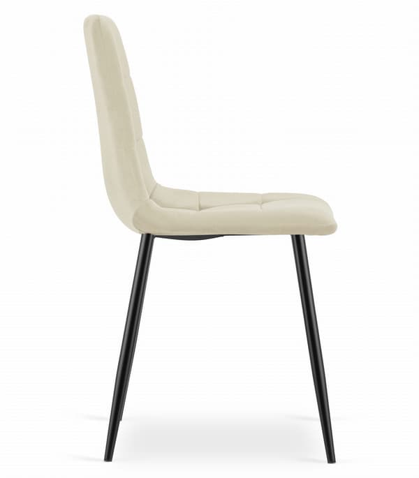 KARA stol - lys beige fløjl / sorte ben x 2