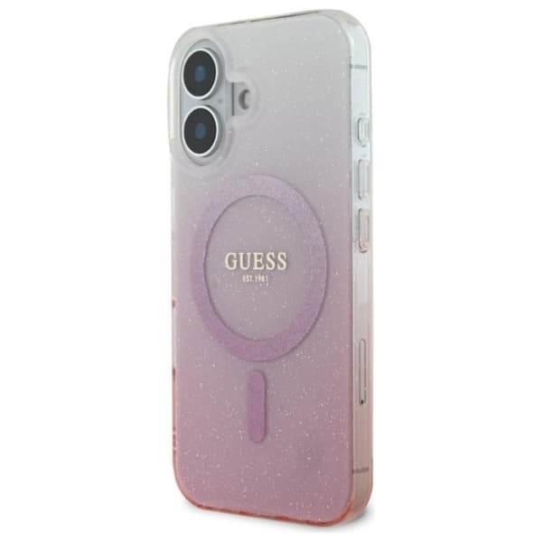 Guess IML Glitter Gradient MagSafe - iPhone 16-skal (rosa)