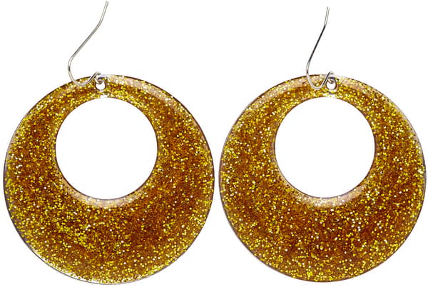 Guldfärgade holo disco glitterörhängen 80-tal