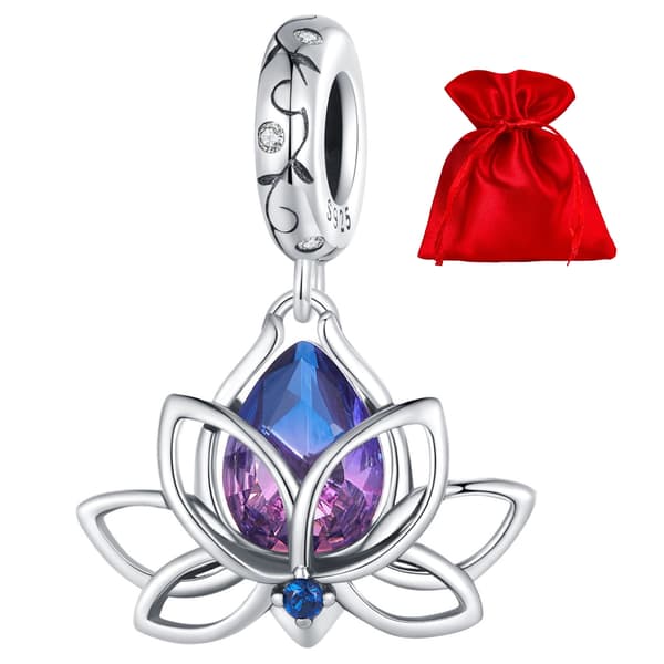 Lotusblomma silverpärlor med berlockhänge till armband