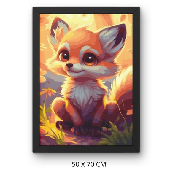 Måla efter nummer-bild med ram Söt liten räv 50x70 cm