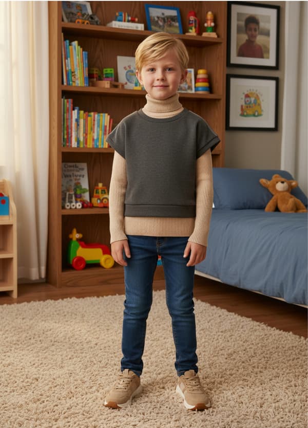 Barn poncho 128 väst cape värmre bomullsfleece antracit