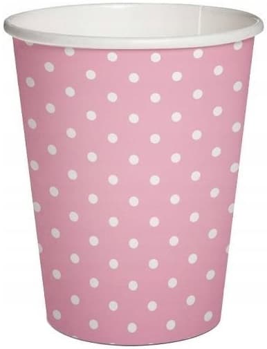 Pappmuggar Rosa Vita Prickar 250ml 8st.