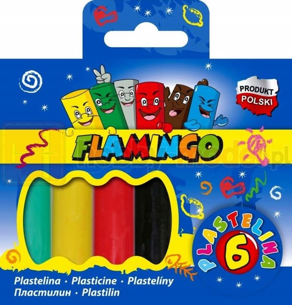 Rund skoleplasticine, 6 farver