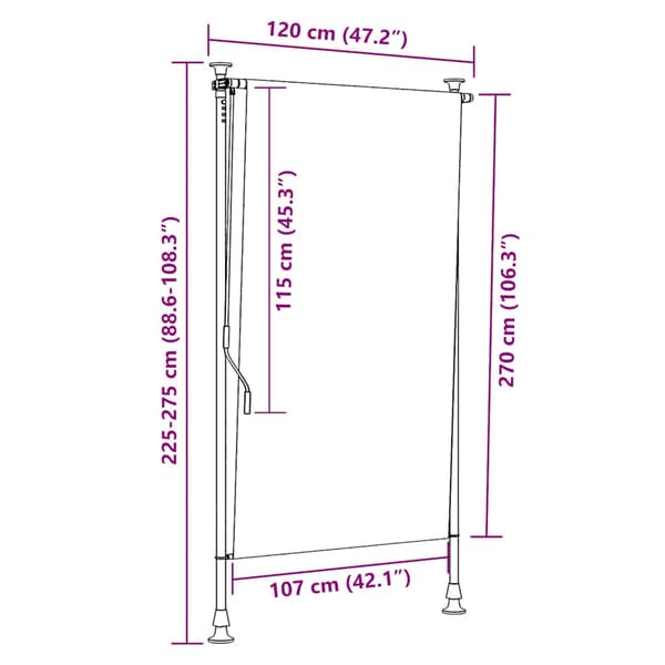 vidaXL Rullgardin, 120x270 cm, Creme
