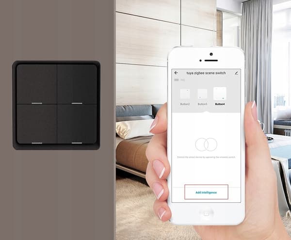 Fjernbetjeningsafbryder 12 scener 4P ZigBee Tuya Sort