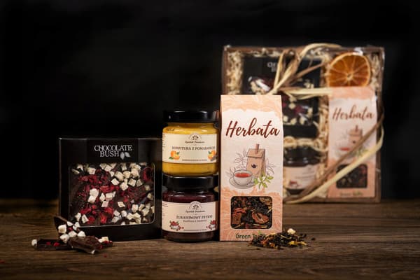 Gavekurv naturlige syltede varer chokolade andre
