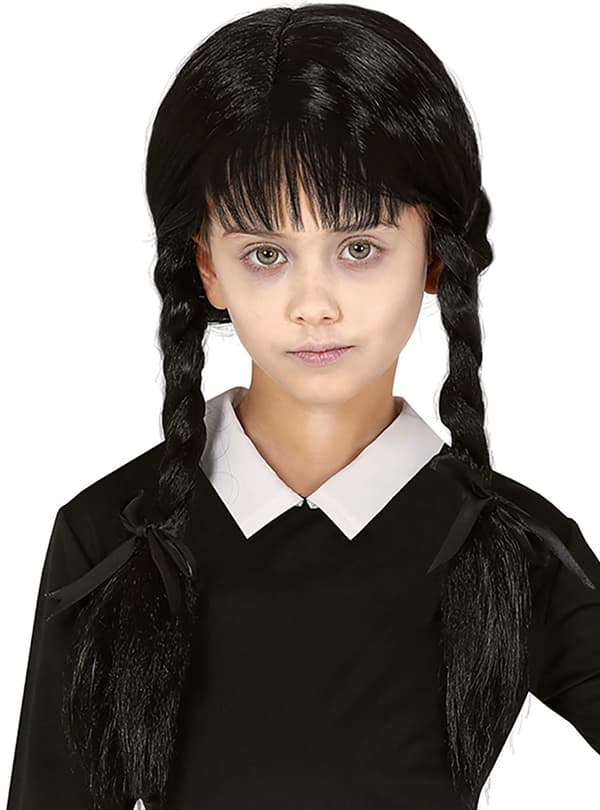 Wednesday Addams peruukki mustilla punoksilla