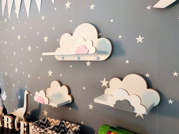 Cloud Shelves Set om 3 FISIA med galgar - Elegance
