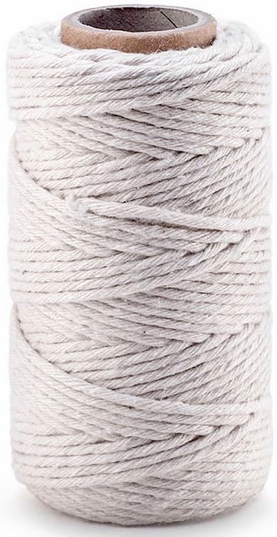 Bomuldssnor til makrame, 2 mm, 100 g, hvid