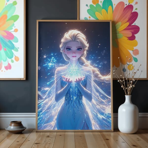 Disney Frost Elsa Måla efter nummer-bild med ram 50x70 cm