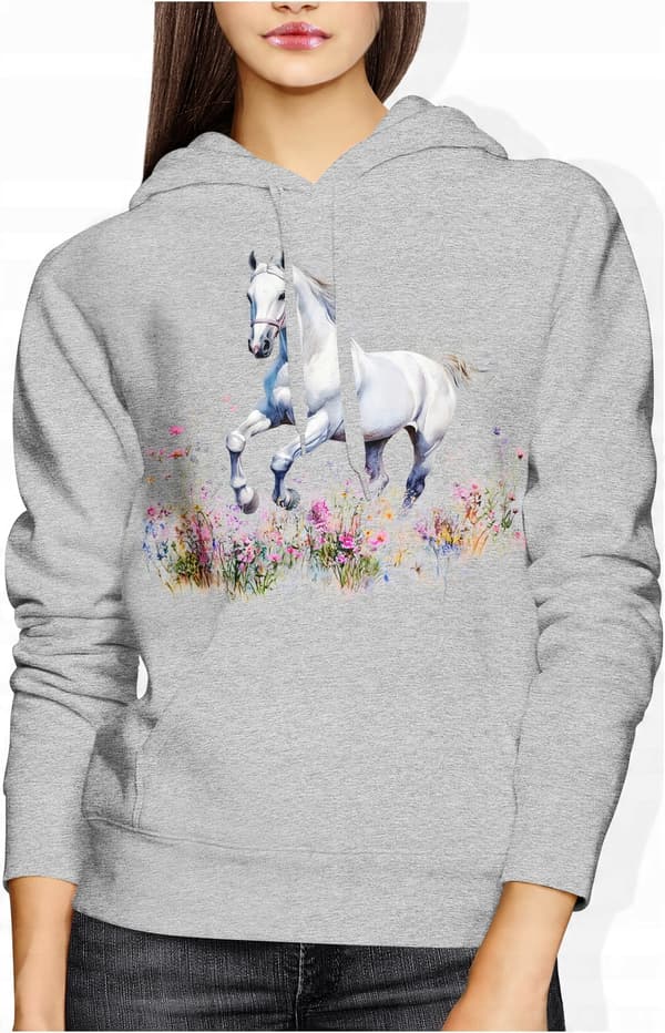 Damesweatshirt med hest, hesteprint, bomuld, med dyr, til hende