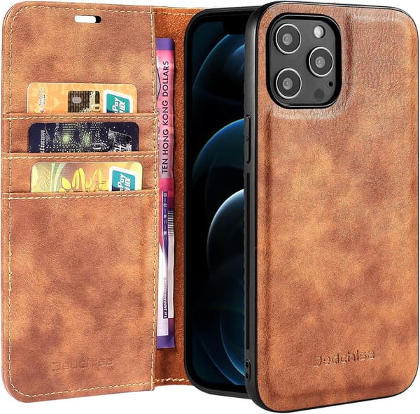 2-i-1-cover til Apple iPhone 13 Pro Max 6,7" brunt PU-læder bagsideklap