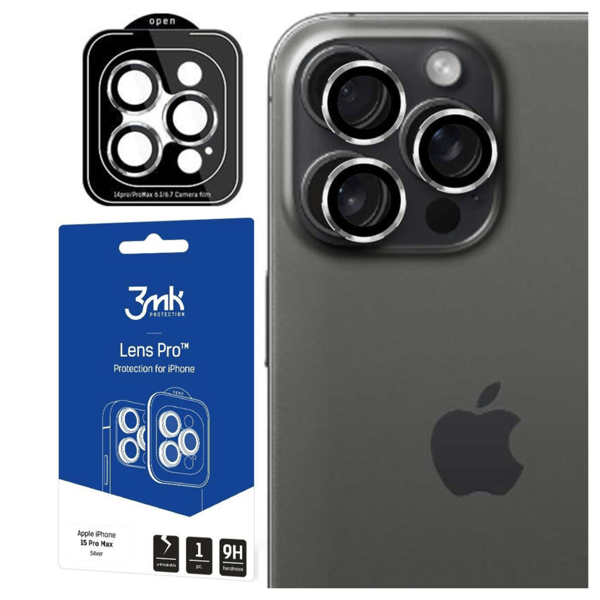 Apple iPhone 15 Pro Max - 3mk linssinsuoja Pro hopea