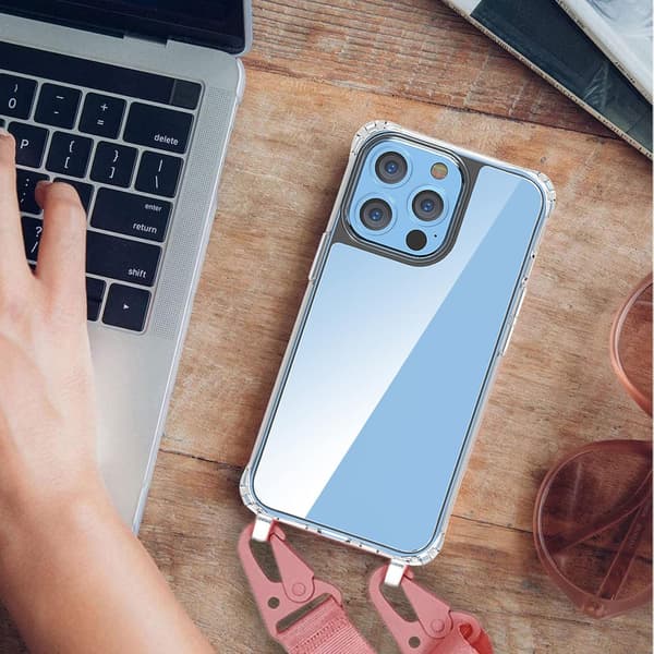 SILIKONEETUIS TIL APPLE IPHONE 11 PRO TRANSPARENT + SORT LANYARD A2160