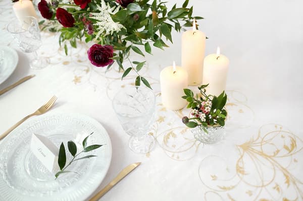 Organza med tryck, creme, 0,36x9m, 1 st
