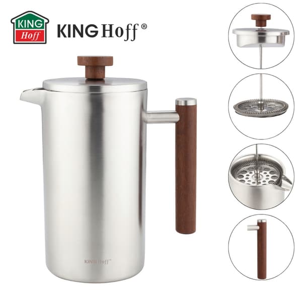 STÅLKOLVKANNA FÖR KAFFE OCH TE 1L KINGHOFF KH-1995