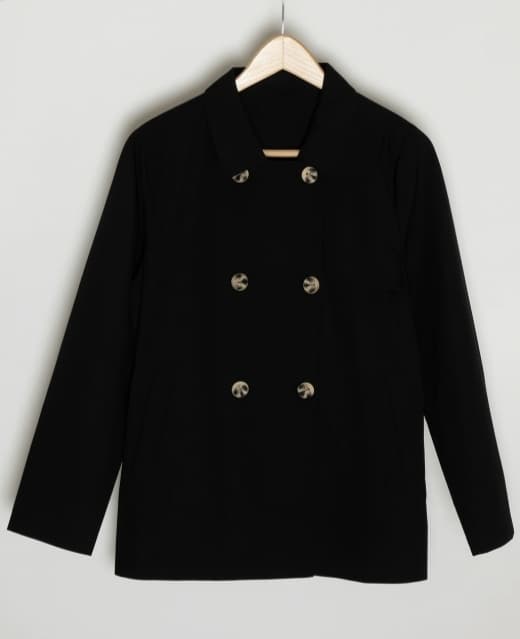 JDY dobbeltradet sort tynd trenchcoat med knapper S K_A
