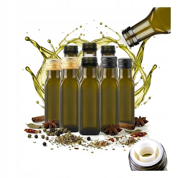 5x MARASCA 100ML OLIVFLASKOR UTAN DIP FÖR OLJA, VINÄGER, OLJA, SIRAP, SÅSER