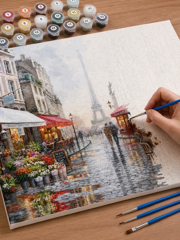 Maleri efter tal med ramme Billeder til maleri - Paris 50x40 cm