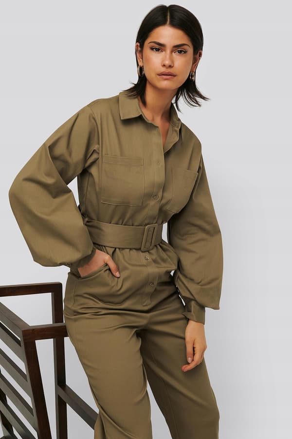 NA-KD KVINDEJUMPSUIT KHAKI CLASSIC 34 CAI