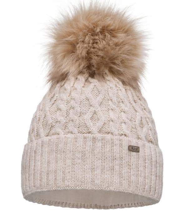 Damvintermössa med pompom i fleece varm julemössa