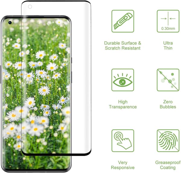 2x 9H HÆRDET GLAS TIL ONEPLUS 9 PRO, AFRUNDEDE SIDER, SORT RAMME